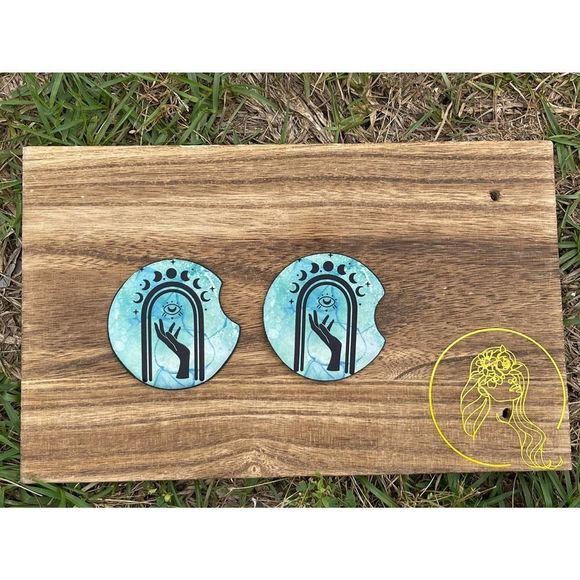 Celestial Moon Phases Car Coaster 2 Pack - Picture 3 of 4